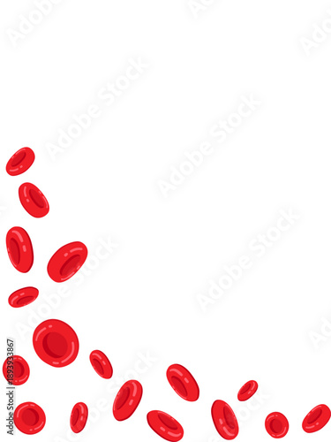 Falling Red Blood Cells on White Background - 3D Medical Biology Illustratio