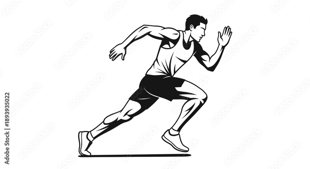 Obraz premium Energetic Male Runner Sprinting Fast in Athletic Motion on Isolated White Background
