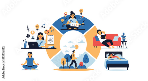 Vector illustration of work-life balance concept