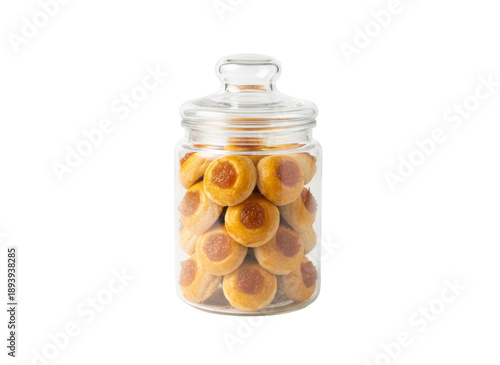 Delicious homemade cookies in a glass jar, nastar coikies