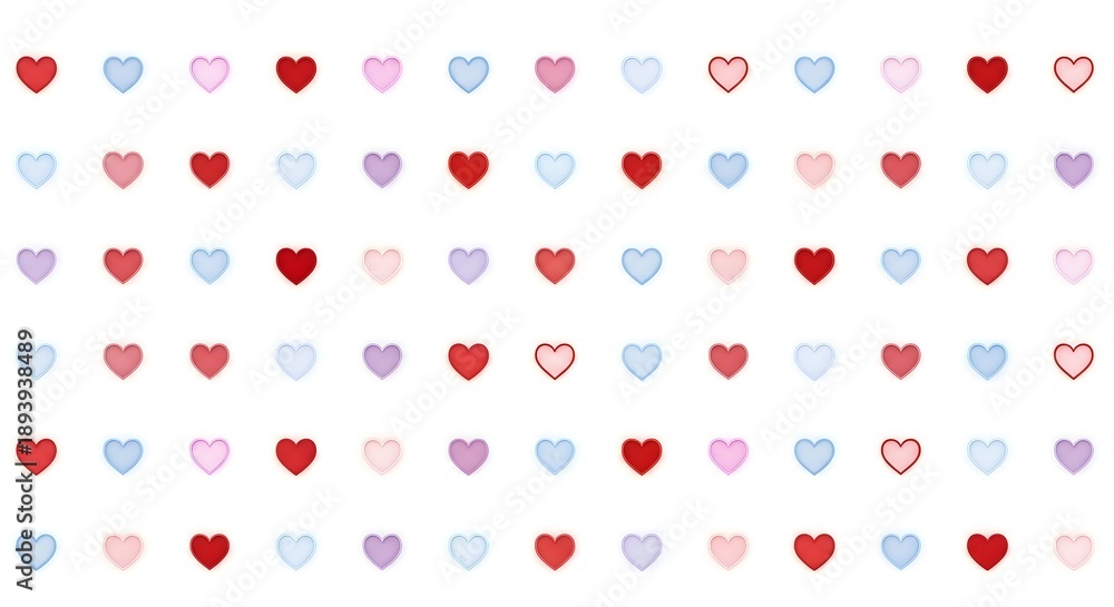 Obraz premium A colorful array of hearts in various shades and sizes