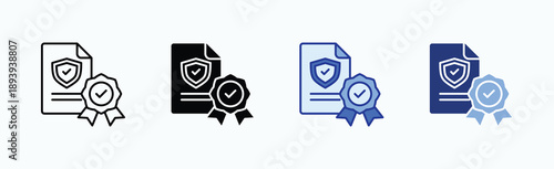 Policy Icon Sheet Multiple Style Collection Isolated Vector