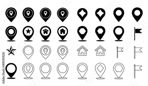 Location Marker Icons Collection Flat Address Pin Vector Set