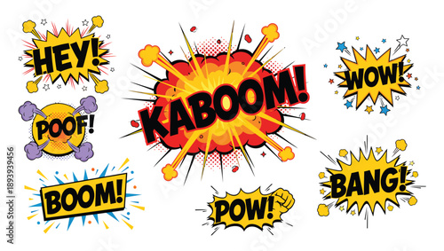 Line speed cartoon effect, boom explosive motion line element set. Comic boom burst, explosive smoke, line speed cartoon vector