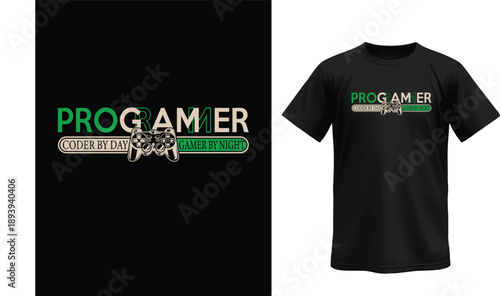 Pro Gamer Programmer Hybrid Funny Tech Gaming T-Shirt Design