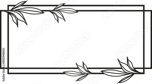 Set of elegant floral logo elements. Borders and dividers, frame corners and branch. Boho Hand drawn line wedding herb, leaves for invitation save the date card.