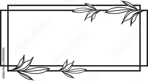 Set of elegant floral logo elements. Borders and dividers, frame corners and branch. Boho Hand drawn line wedding herb, leaves for invitation save the date card.