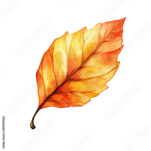 A Fall Leaf Caught In A Gentle Breeze, beautiful watercolor illustration, isolated on a white background, soft and delicate colors.