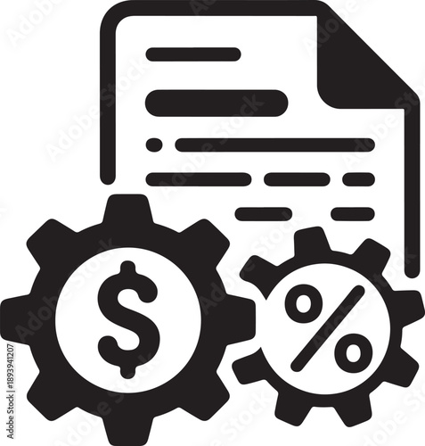 Financial planning document with gear and dollar symbol illustration financial planning icons
