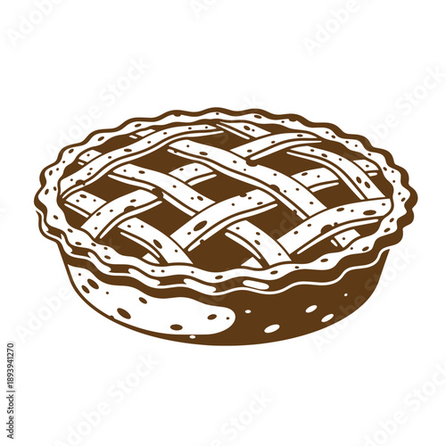 Vintage Grunge texture Delicious homemade pie with lattice crust and crimped edge on white background