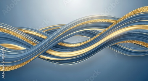 Smooth blue gold ribbon wave design