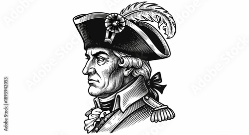 Historical Military Officer Portrait Illustration.