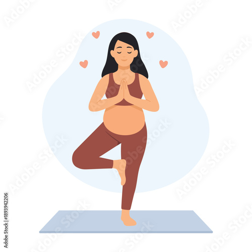Pregnant Woman Practicing Prenatal Yoga and Wellness Illustration