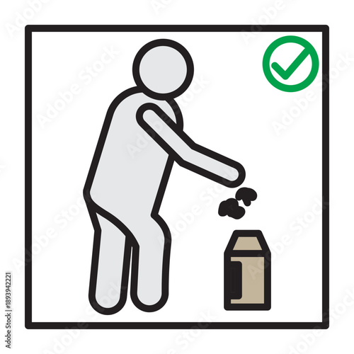 Public toilet regulation color icons. Public restroom regulation color icons. icon of throwing rubbish in its place