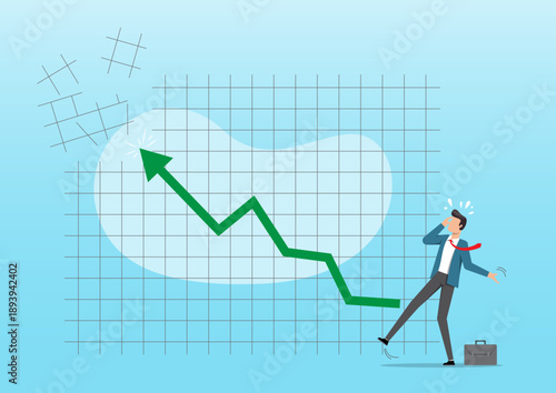 Concept of Financial Shock and Market Volatility with Businessman and Rising Arrow Graph