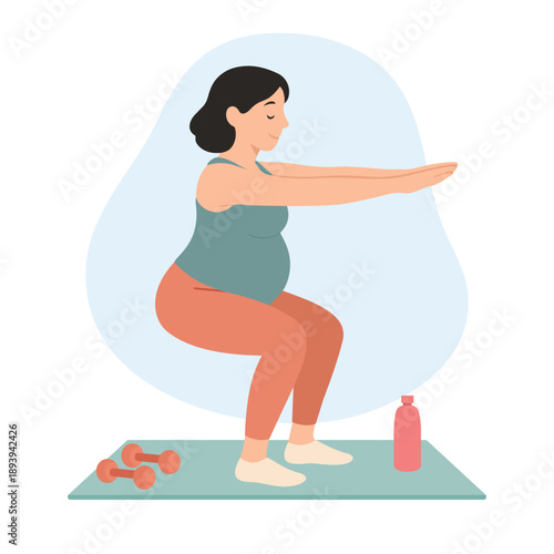 Pregnant Woman Practicing Prenatal Yoga and Wellness Illustration
