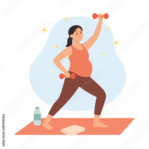 Pregnant Woman Practicing Prenatal Yoga and Wellness Illustration