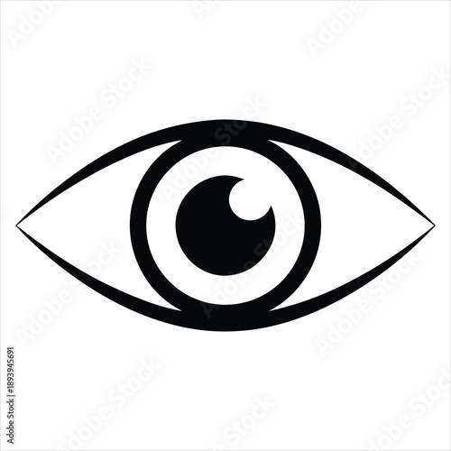 A stylized illustration of an eye with a crescent shape inside