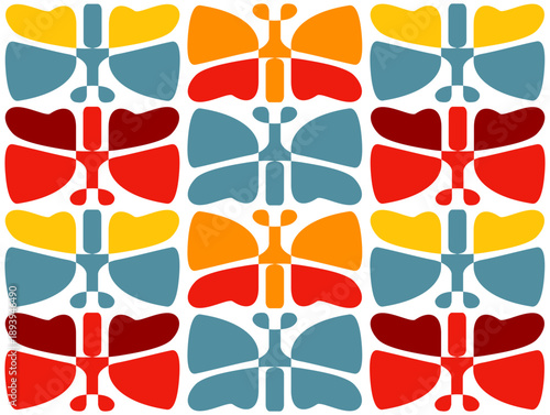 Abstract geometric butterfly background with vintage color palette