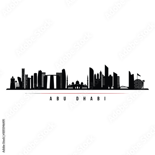 A striking black silhouette of abu dhabi s skyline with city name