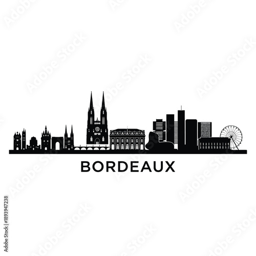 A silhouetted skyline of bordeaux france with the city s name below