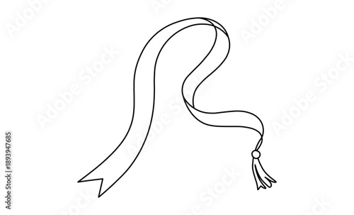 Ribbon with a flowing loop and tassel elegant graphic element award decoration accessory design