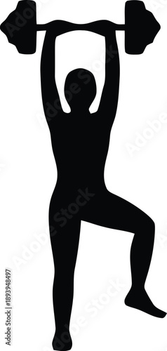 Silhouette of a weightlifter raising a barbell overhead