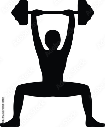 Silhouette of a weightlifter performing a squat with a barbell