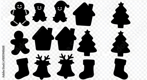 A collection of black vector fashion silhouettes featuring a set of women in dresses and shirts with stylish hand gestures and beauty accessories like hats and shoes for clothing design icons