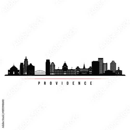 Providence rhode island skyline silhouette with a red line and city name