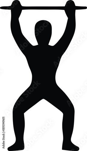 Silhouette of a person performing a barbell overhead press exercise