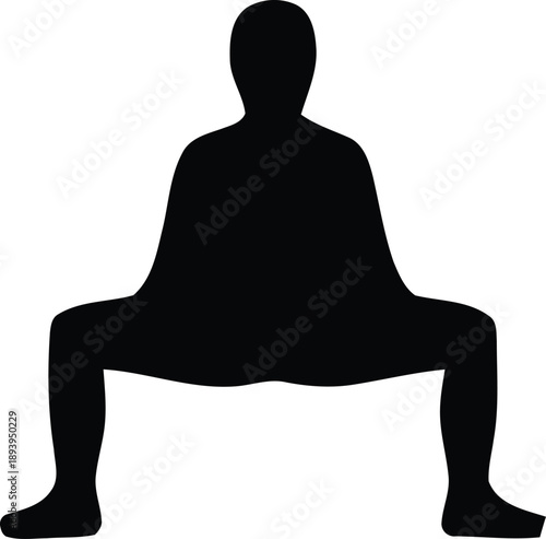 Silhouette of a person performing a deep squat exercise pose