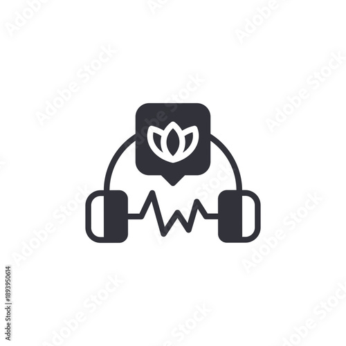 Person lifting dumbbells with lotus logo icon symbolizing fitness spa services, wellness training, and holistic health lifestyle.