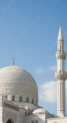 Wallpaper Mural White dome and minaret, against bright blue sky, Islamic architecture, religious building, travel destination, peaceful, serene, warm, sunny day Torontodigital.ca