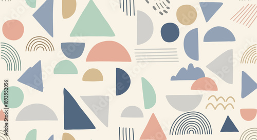 Geometric Harmony A Seamless Pattern of Abstract Shapes in Muted Pastel Colors Artwork