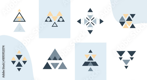 Geometric triangular patterns showcase abstract designs with a modern and minimalist aesthetic