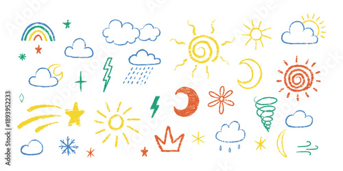 Weather icons isolated on transparent background