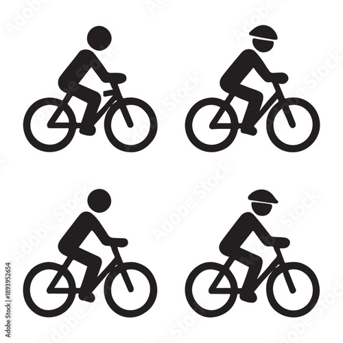Bicycle Rider Silhouette Icons Set