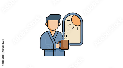 Person Enjoying Coffee by Sunlit Window in Cozy Home Environment