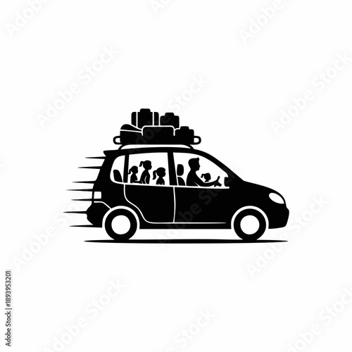 Indonesian Mudik Tradition Family Road Trip Illustration Silhouette