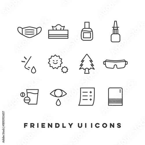 UIアイコンセット（花粉症・アレルギー・鼻炎対策） | Friendly UI Icons (Pollen Allergy & Rhinitis)