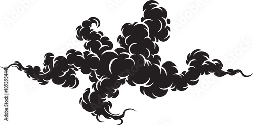 Black smoke swirling on white background illustration design element