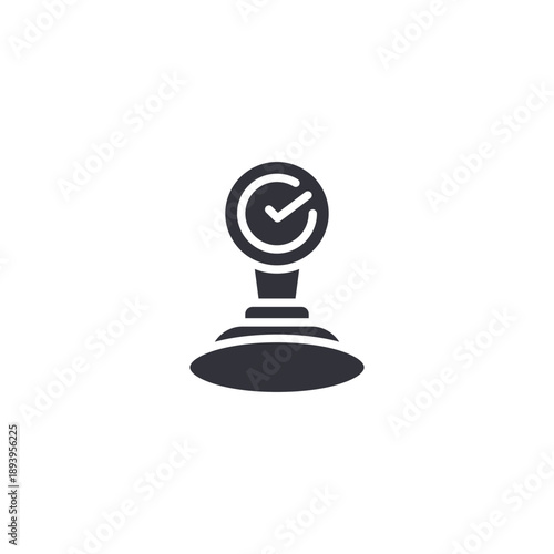 Location pin with checkmark icon representing verified site inspection, approved facility, and validated operational area.