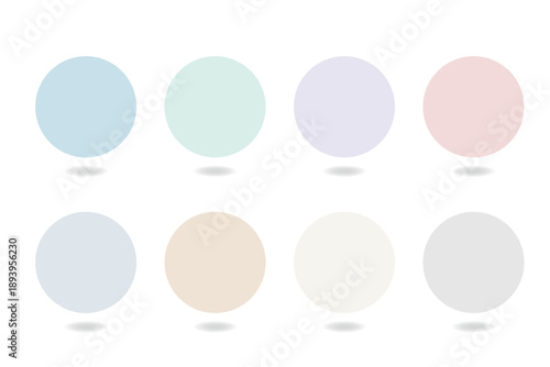 浮遊感のあるパステルカラーの丸アイコンセット 影付きシンプル素材