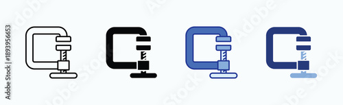 Clamp Icon Sheet Multiple Style Collection Isolated Vector