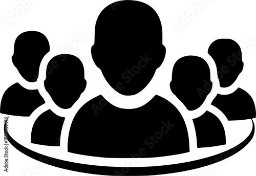 Simple icon representing group of people or team collaboration, conveying community, togetherness, and social connection.
