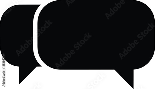 Two black speech bubbles on a white background
