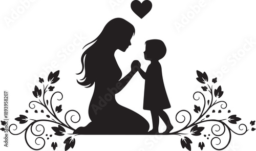 A loving silhouette capturing the tender bond between a mother and her cherished child