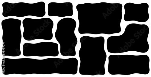 Minimal shape border with organic rectangle outline, wavy doodle strokes and square highlights, clean abstract look with organic shape and wavy feel.