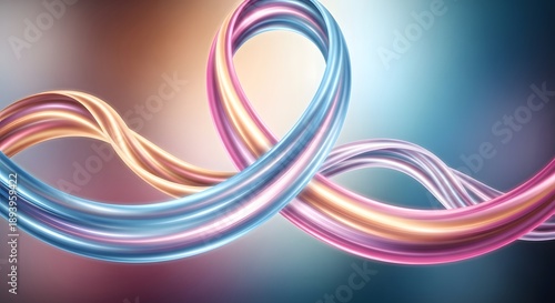 High quality, professional, modern colorful shiny metallic ribbons twisted together in wave  abstract design element background, concept, illustration, design